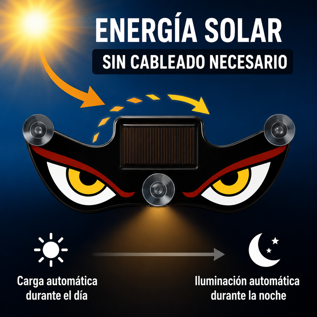 Luces LED Solares "Ojos de Demonio" para Ventana de Coche